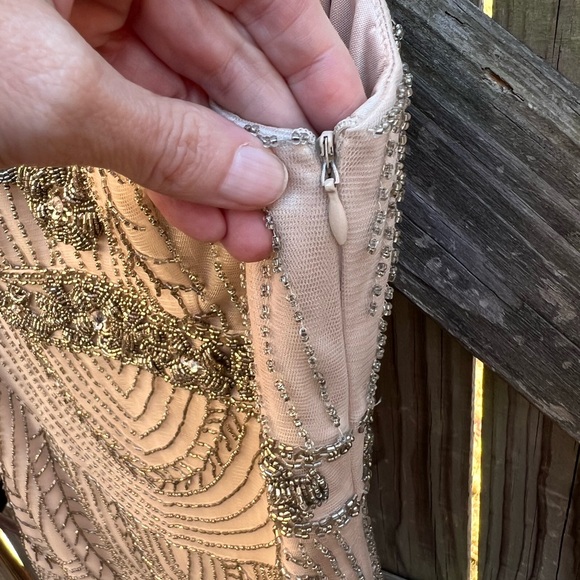 Sue Wong Tan and Gold Beaded Dress - Picture 10 of 13